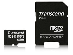 Speichermedium Transcend micro SDHC Card [TS8GUSDHC10] 8GB Class 10 inkl SD Adapter