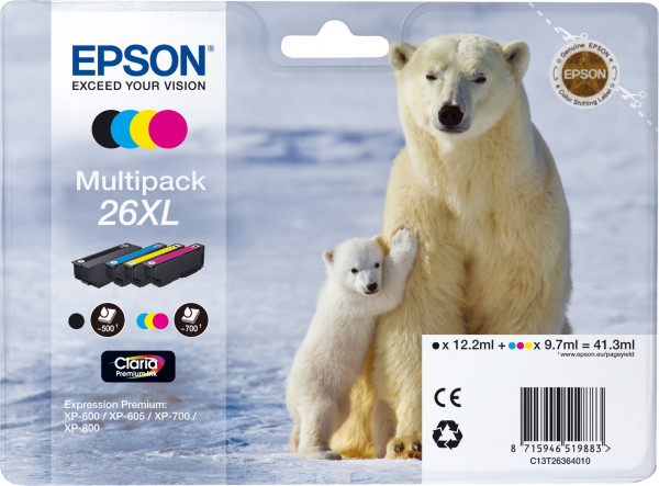 Epson 26XL [C13T26364010] HC MultiPack (T2631+T2632+T2633+T2634) black+cyan+magenta+yellow Tinte