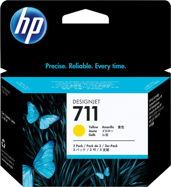 HP 711 [CZ136A] 3er-Pack (3xCZ132A) gelb Tinte