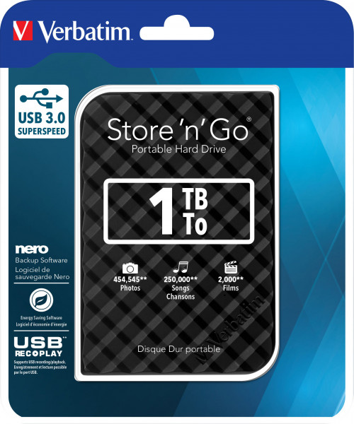 VERBATIM Store´n´Go Gen 2 [53194] schwarz Festplatte 1TB, USB 3.0