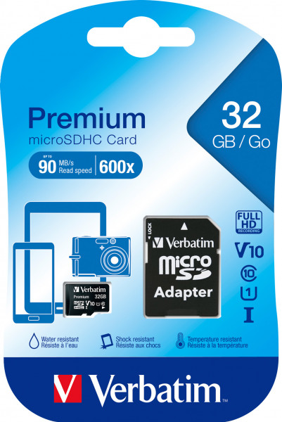 VERBATIM Premium [44083] microSDHC Card 32GB, Class 10, U1