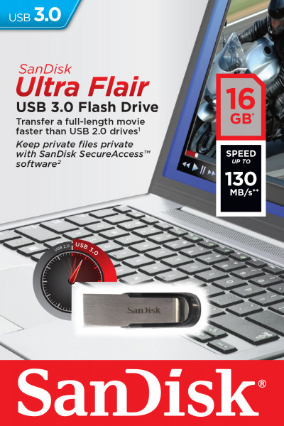 USB-Stick Sandisk Ultra Flair [SDCZ73-016G-G46] 16GB USB 3.0 Flash Drive 150MB/s