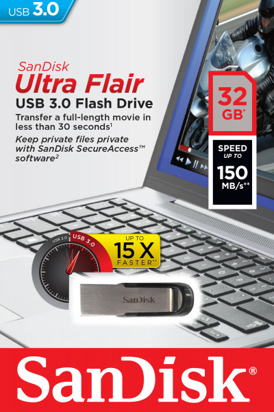 USB-Stick Sandisk Ultra Flair [SDCZ73-032G-G46] 32GB USB 3.0 Flash Drive 150MB/s