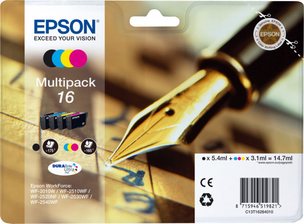 Epson 16 [C13T16264012] MultiPack (T1621+T1622+T1623+T1624) schwarz+cyan+magenta+gelb Tinte
