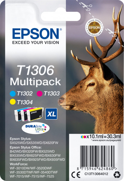 Epson T1306 [C13T13064012] MultiPack (T1302+T1303+T1304) cyan+magenta+yellow Tinte