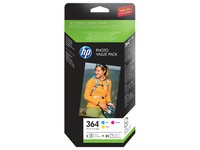 HP 364 [T9D88E] ValuePack (CB318E+CB319E+CB320E) cyan+magenta+yellow Tinte + 50 Blatt 10x15cm Fotopapier